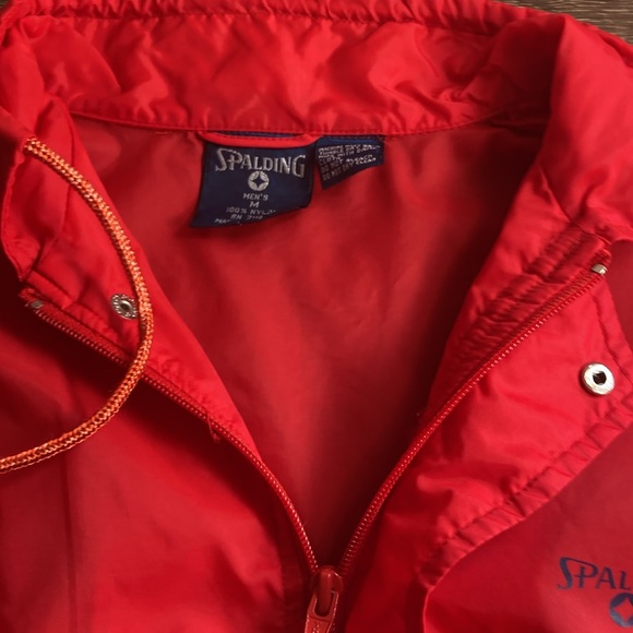 Vintage Spalding Jacket Mens Medium Red Blue Full Zip Pockets Track Windbreaker - Picture 4 of 9